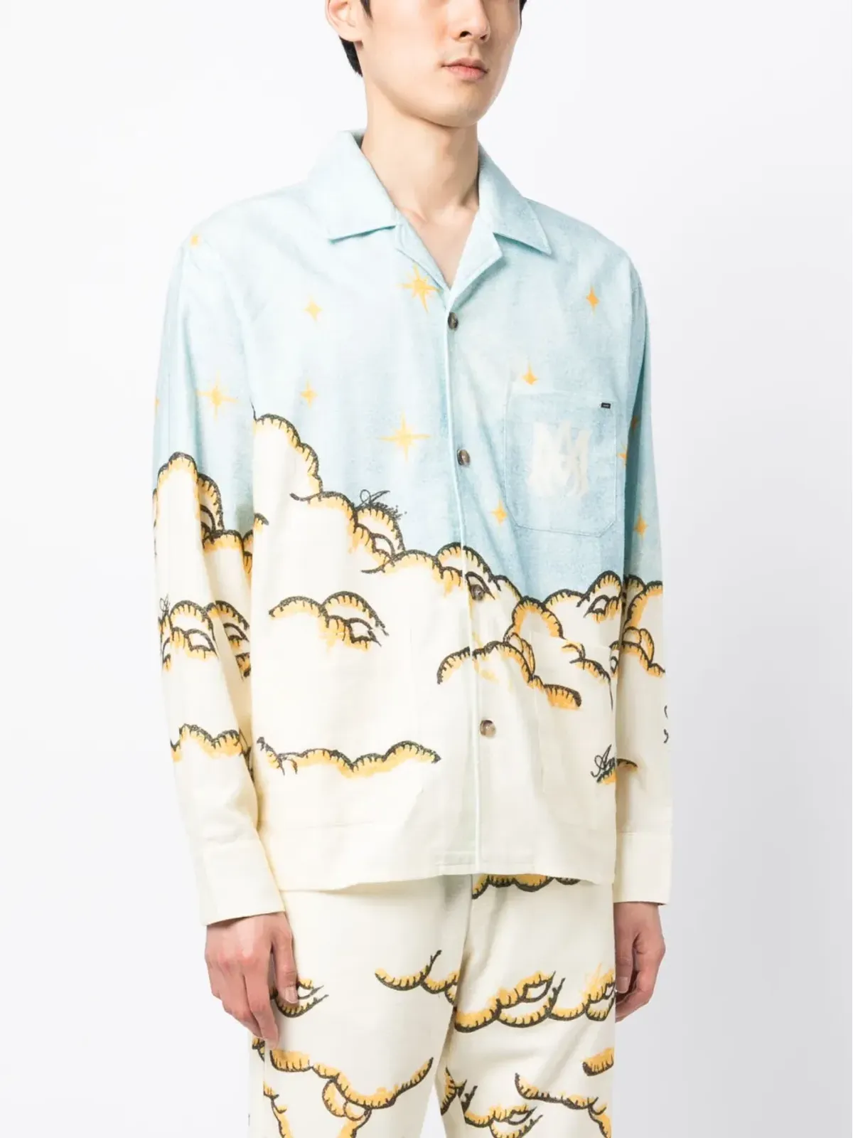 AMIRI Sunscapeプリント コットンシャツ ブルー - 画像3