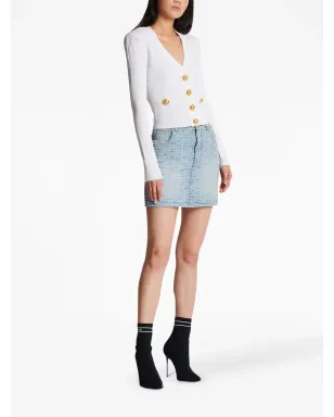 Balmain ポイントテール編み Vネックカーディガン - White - サムネイル3