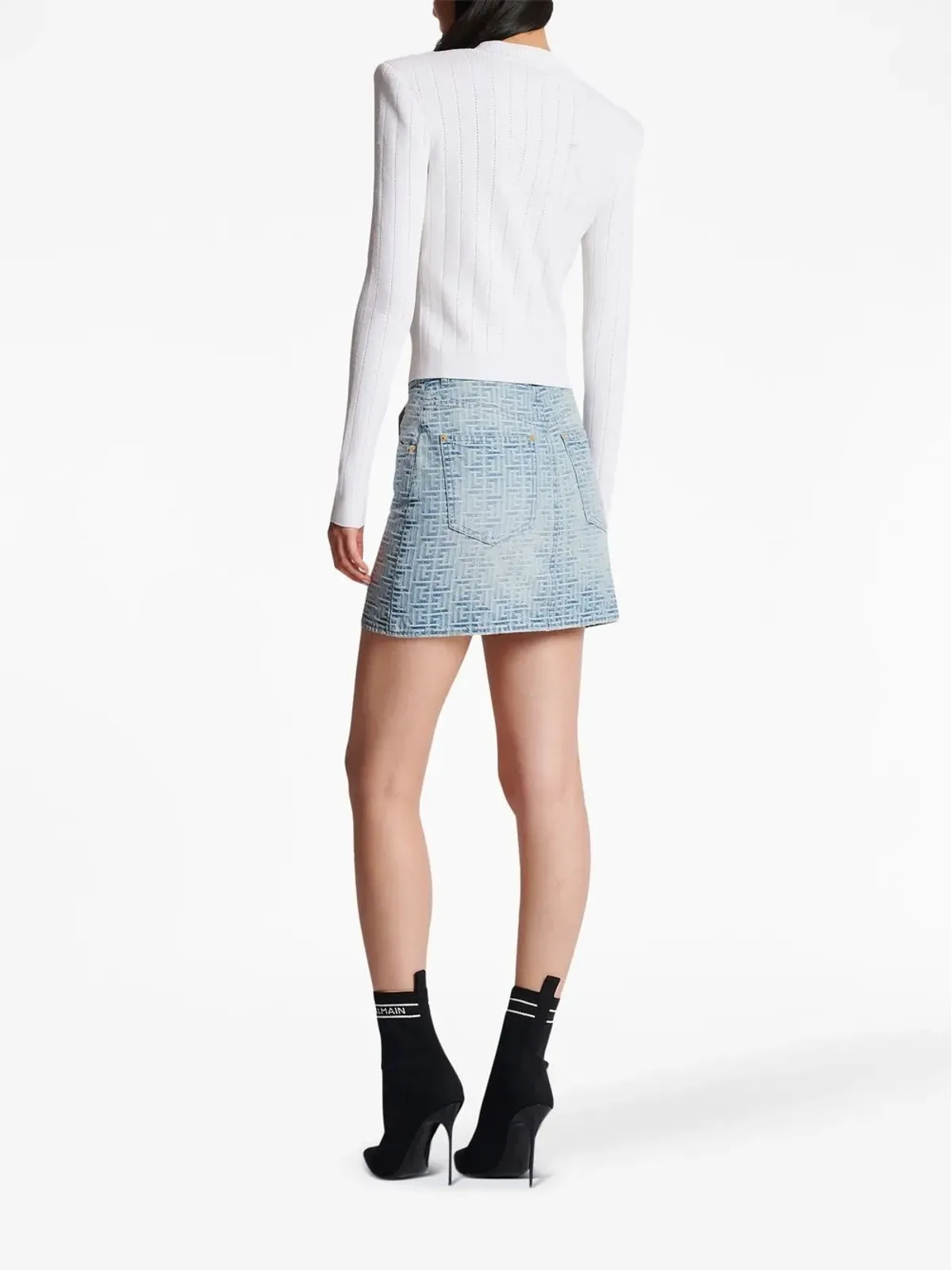 Balmain ポイントテール編み Vネックカーディガン - White - 画像4