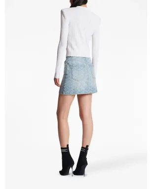 Balmain ポイントテール編み Vネックカーディガン - White - サムネイル4