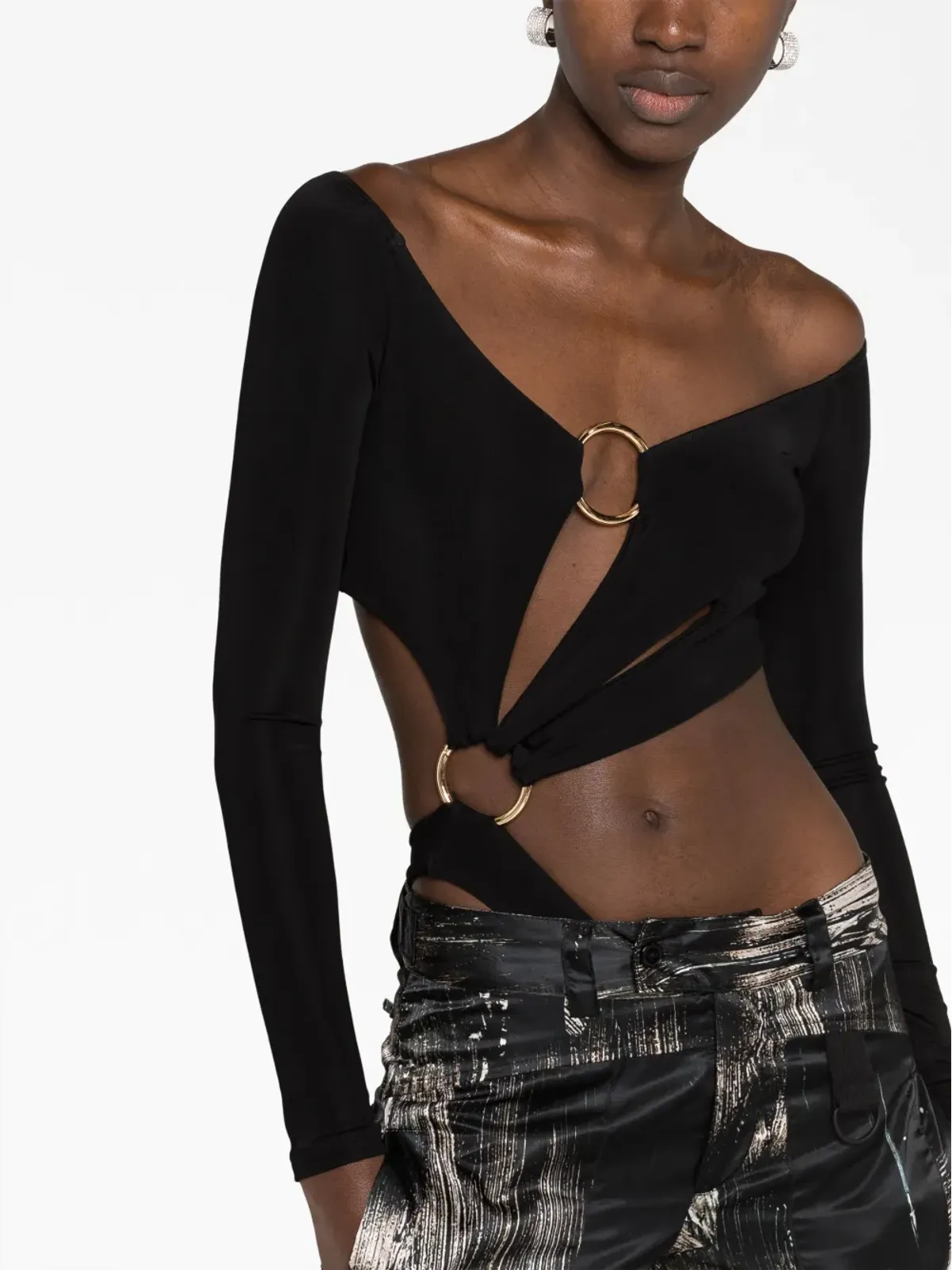Louisa Ballou cut-out asymmetric jersey top - Black - 画像5