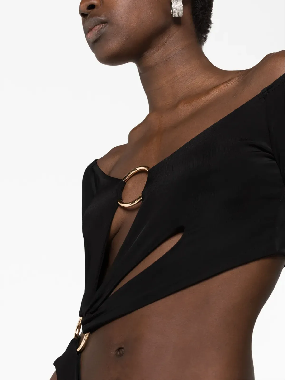 Louisa Ballou cut-out asymmetric jersey top - Black - 画像3