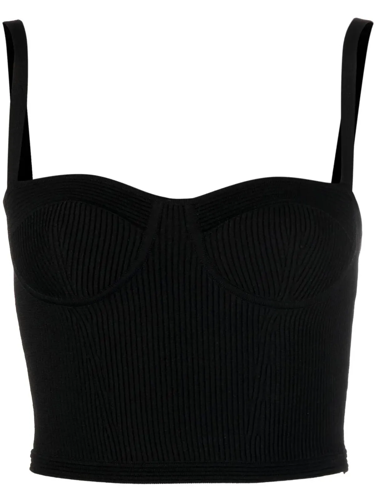 Alexander McQueen ビスチェ風リブ編みクロップトップ - 画像1
