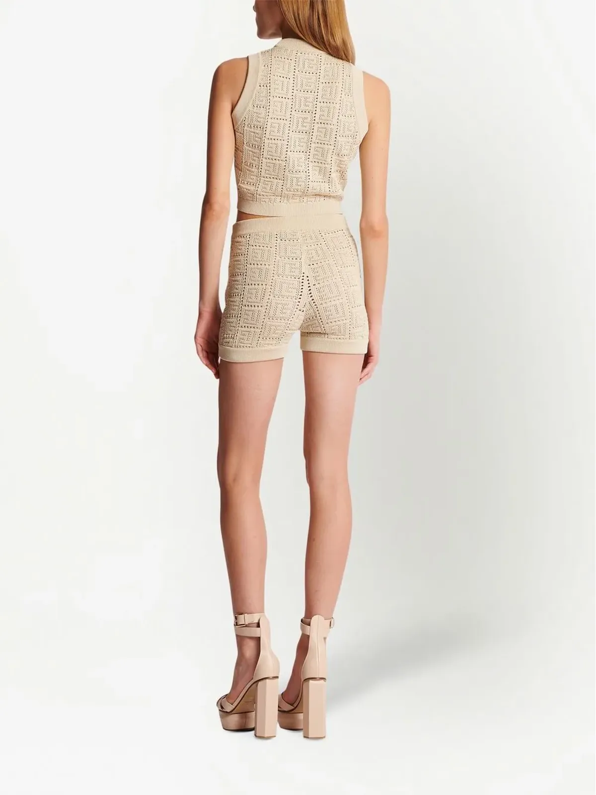 Balmain モノグラム メッシュニットショーツ - 画像3