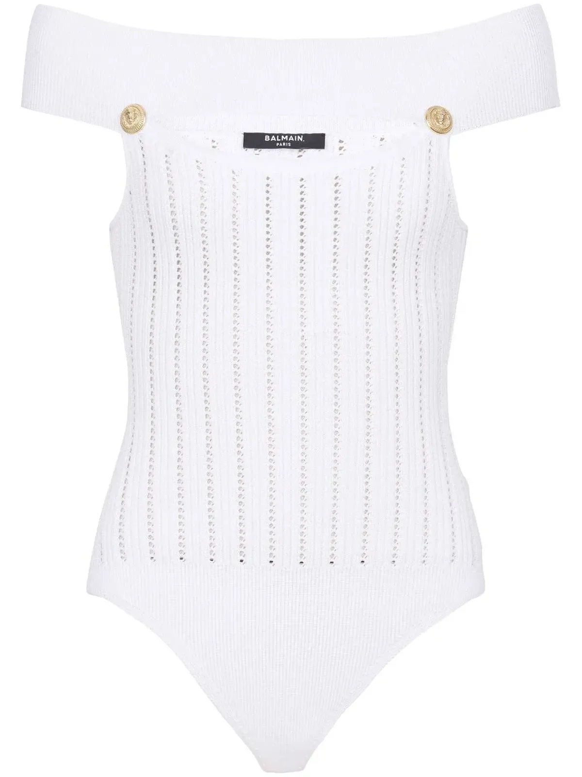 Balmain openwork knit bodysuit - White - 画像1