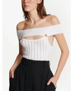 Balmain openwork knit bodysuit - White - サムネイル5