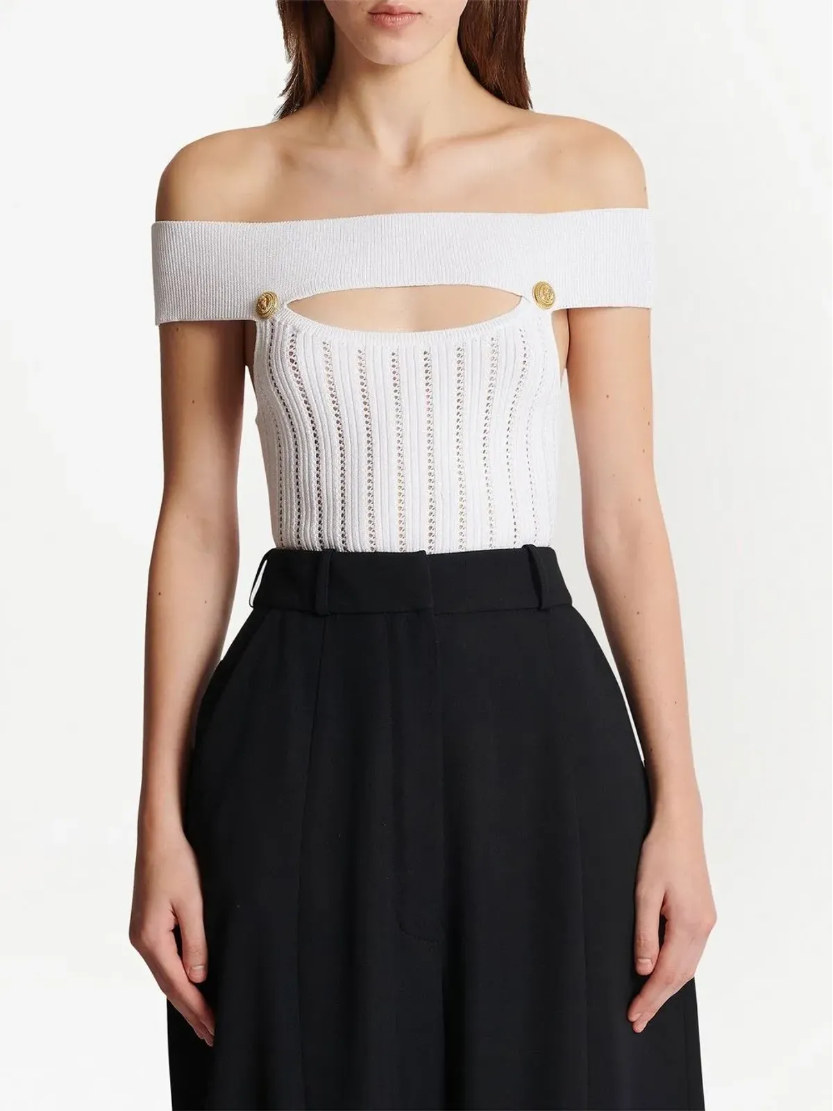 Balmain openwork knit bodysuit - White - 画像4