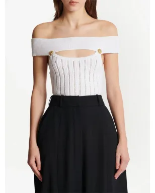 Balmain openwork knit bodysuit - White - サムネイル4