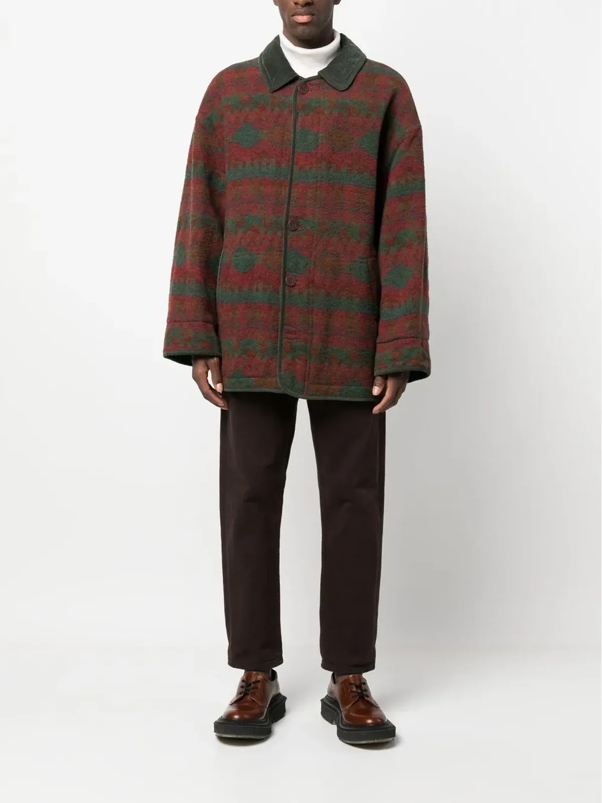 Missoni Pre-Owned 1980年代 アーガイル柄 ウールコート - 画像2