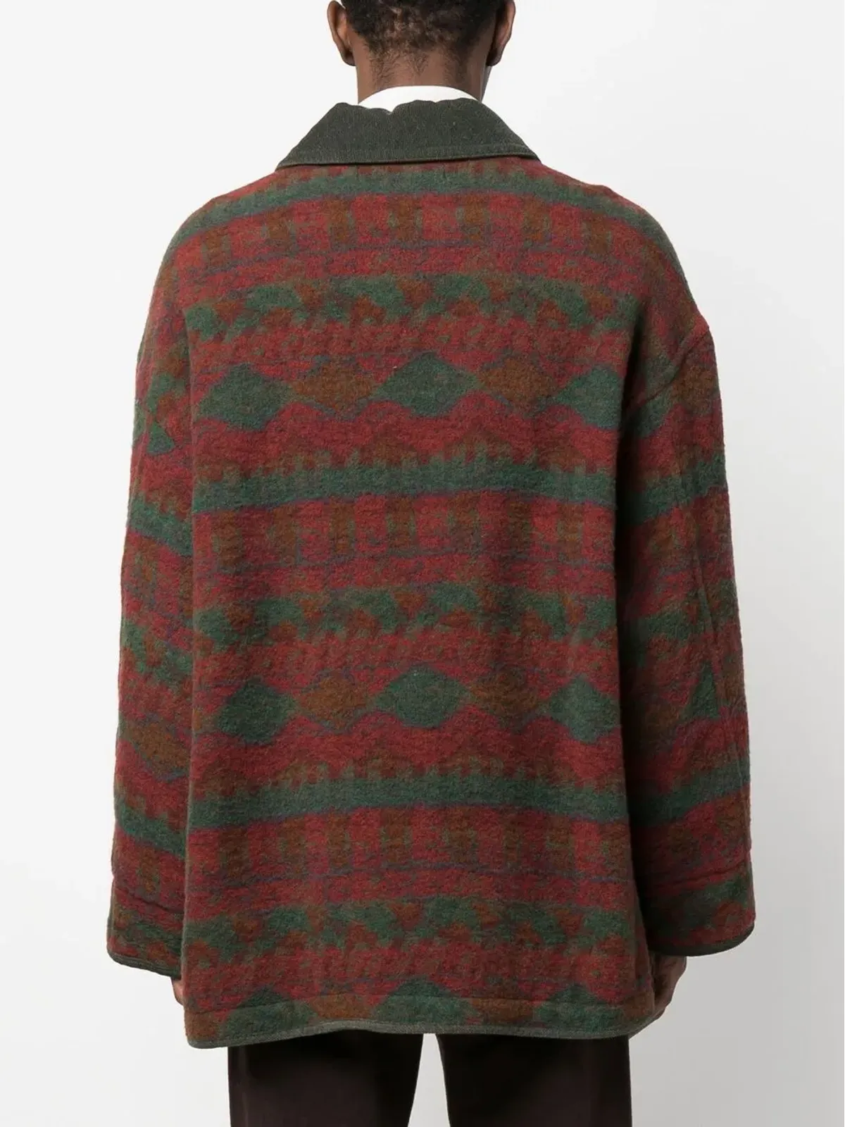 Missoni Pre-Owned 1980年代 アーガイル柄 ウールコート - 画像4