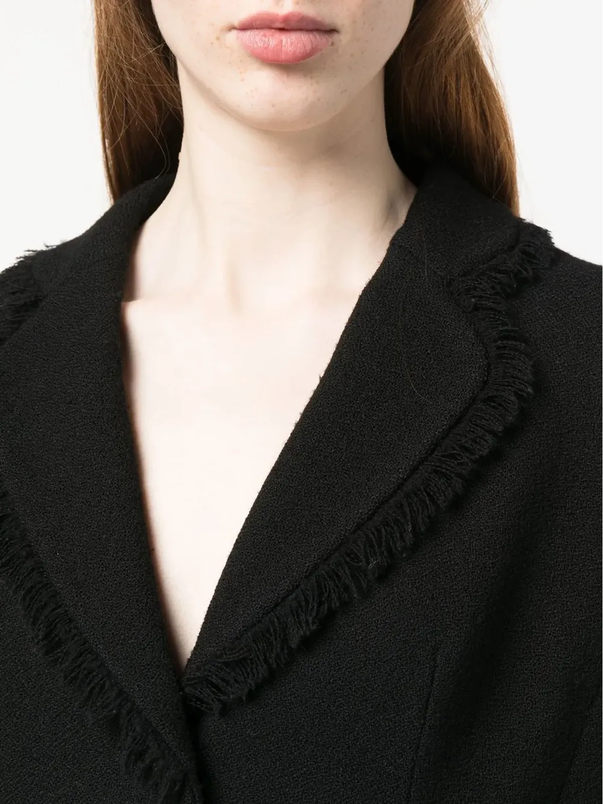 Christian Dior Vintage frayed edge wool skirt suit - Black - 画像5