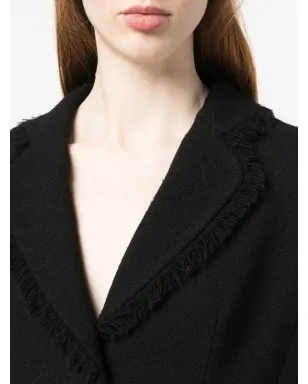 Christian Dior Vintage frayed edge wool skirt suit - Black - サムネイル5