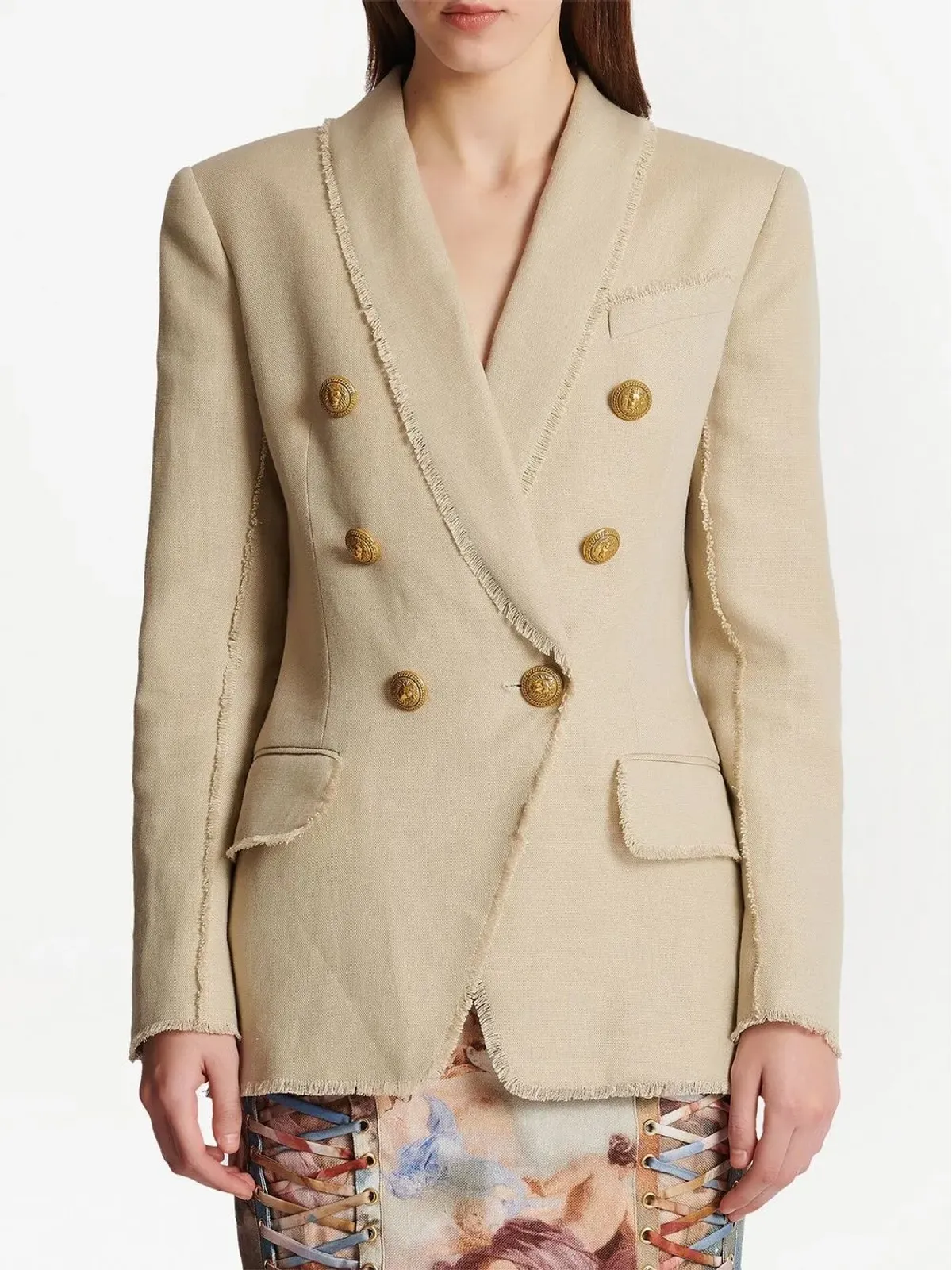Balmain ダブルブレスト フレイ-トリム ブレザー - 画像4