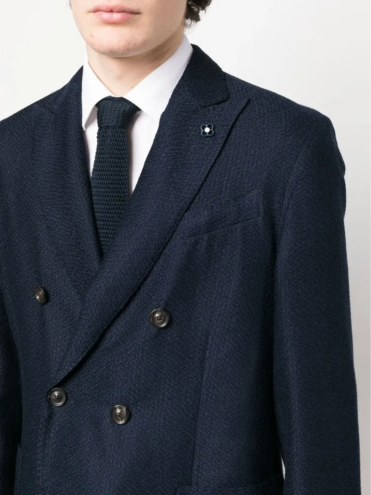 Lardini ダブルブレスト ロゴプレート ブレザー - 画像5