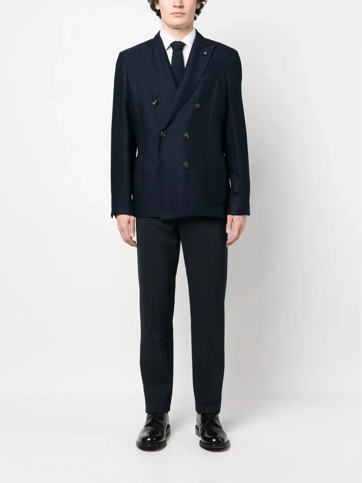 Lardini ダブルブレスト ロゴプレート ブレザー - 画像2