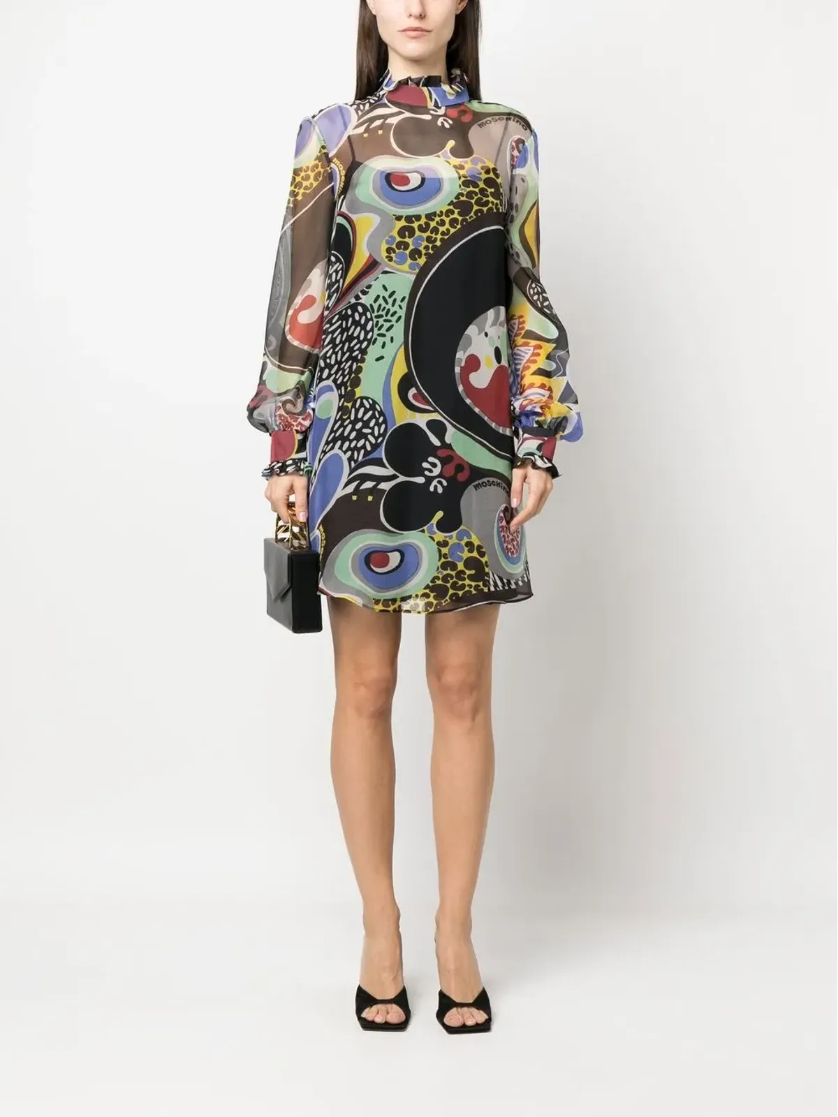 Moschino 花柄プリント シフトドレス ブラック - 画像2