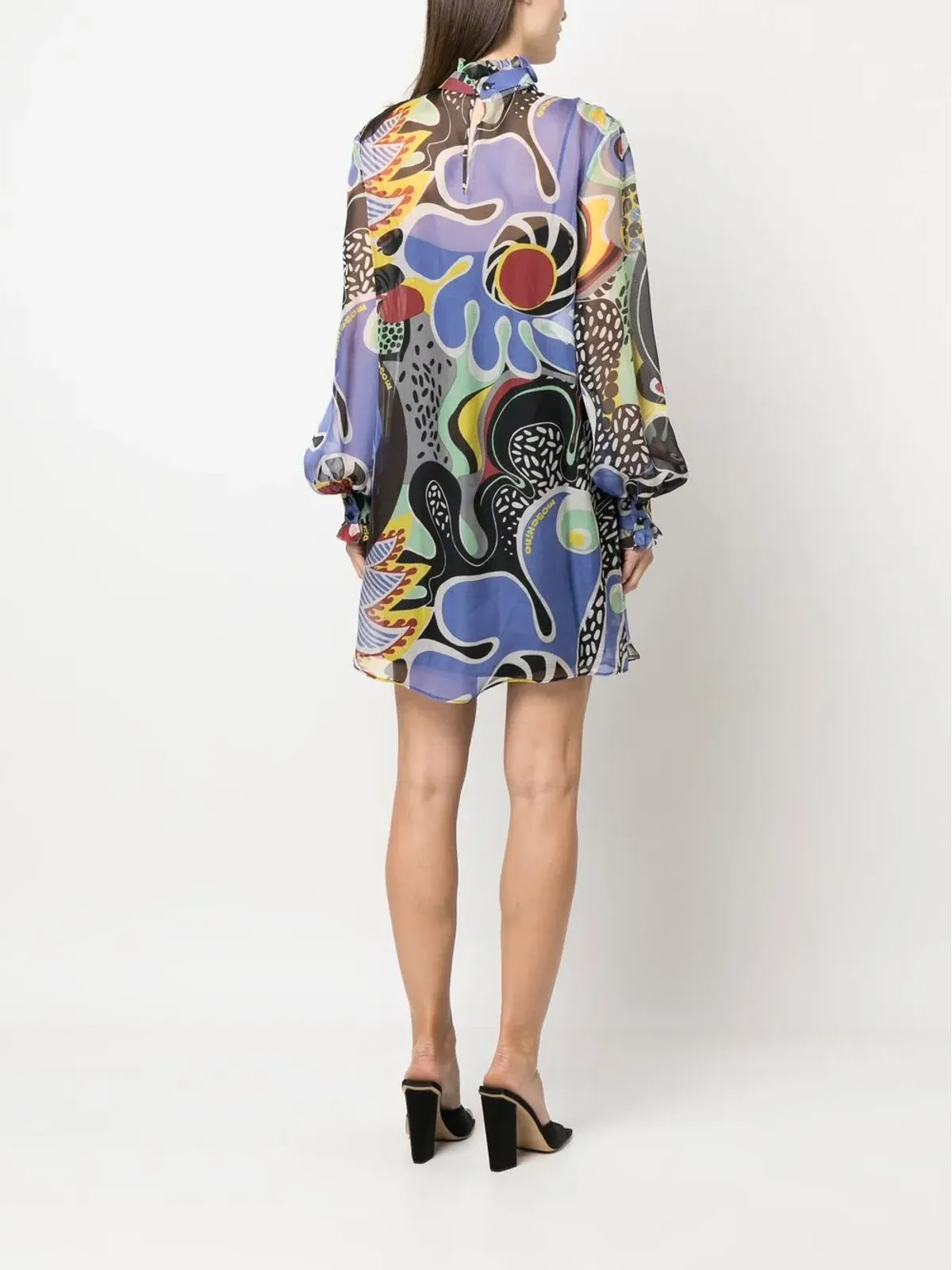 Moschino 花柄プリント シフトドレス ブラック - 画像4