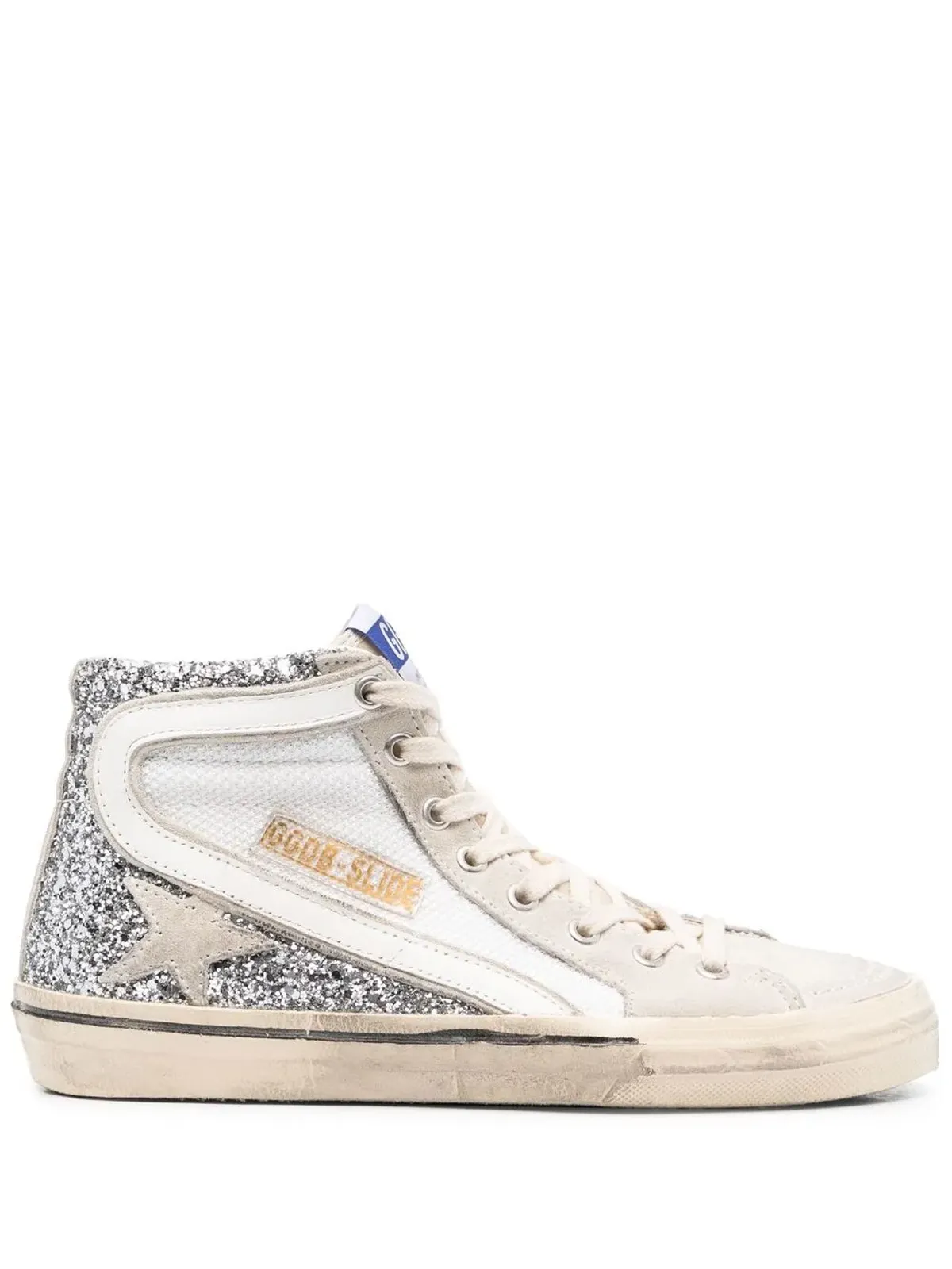 Golden Goose グリッター付きレザーハイトップスニーカー - シルバー - 画像1