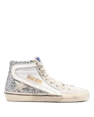 Golden Goose グリッター付きレザーハイトップスニーカー - シルバー - サムネイル1