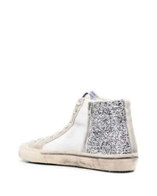 Golden Goose グリッター付きレザーハイトップスニーカー - シルバー - サムネイル3