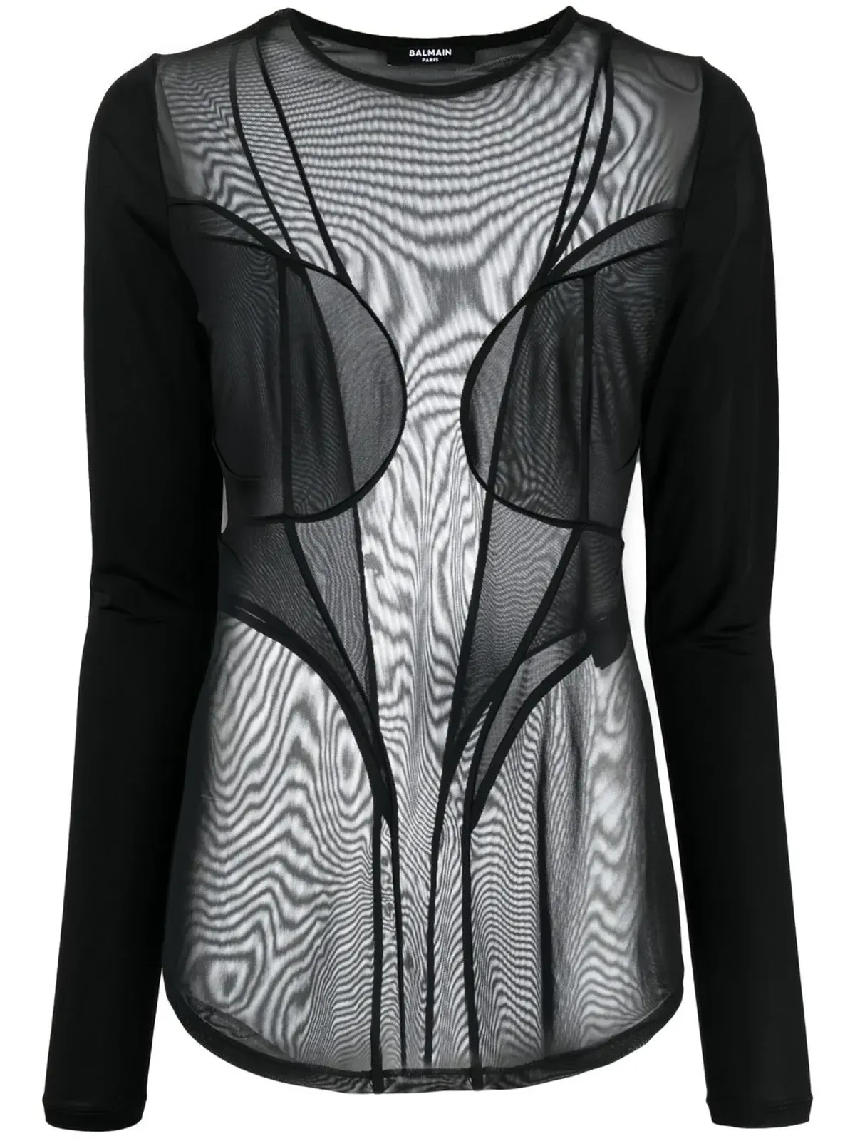 Balmain セミシアー・パネルドトップ ブラック - 画像1