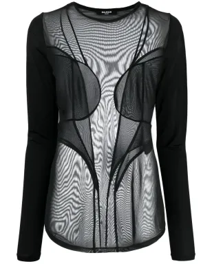 Balmain セミシアー・パネルドトップ ブラック - サムネイル1