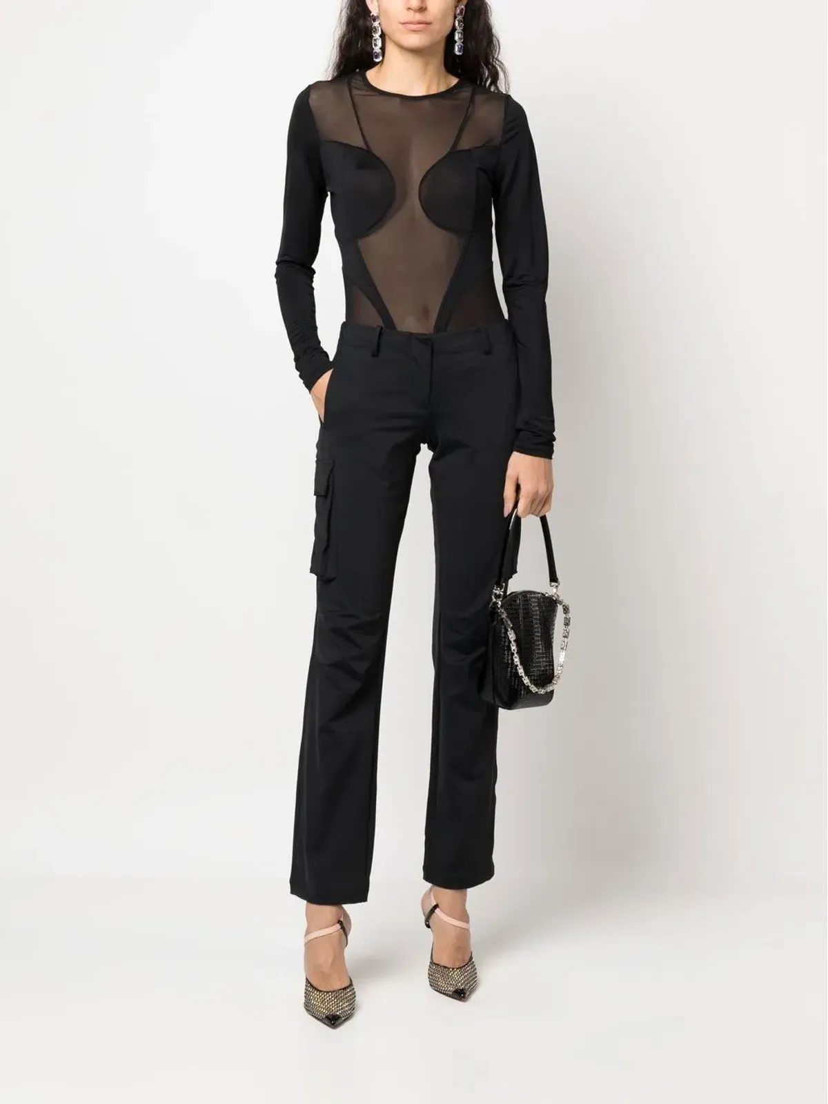 Balmain セミシアー・パネルドトップ ブラック - 画像2