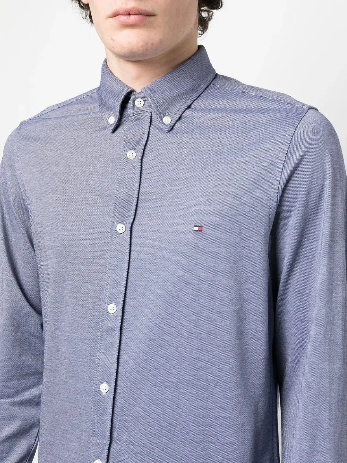 Tommy Hilfiger ロゴ刺繍コットンブレンドシャツ - 画像5