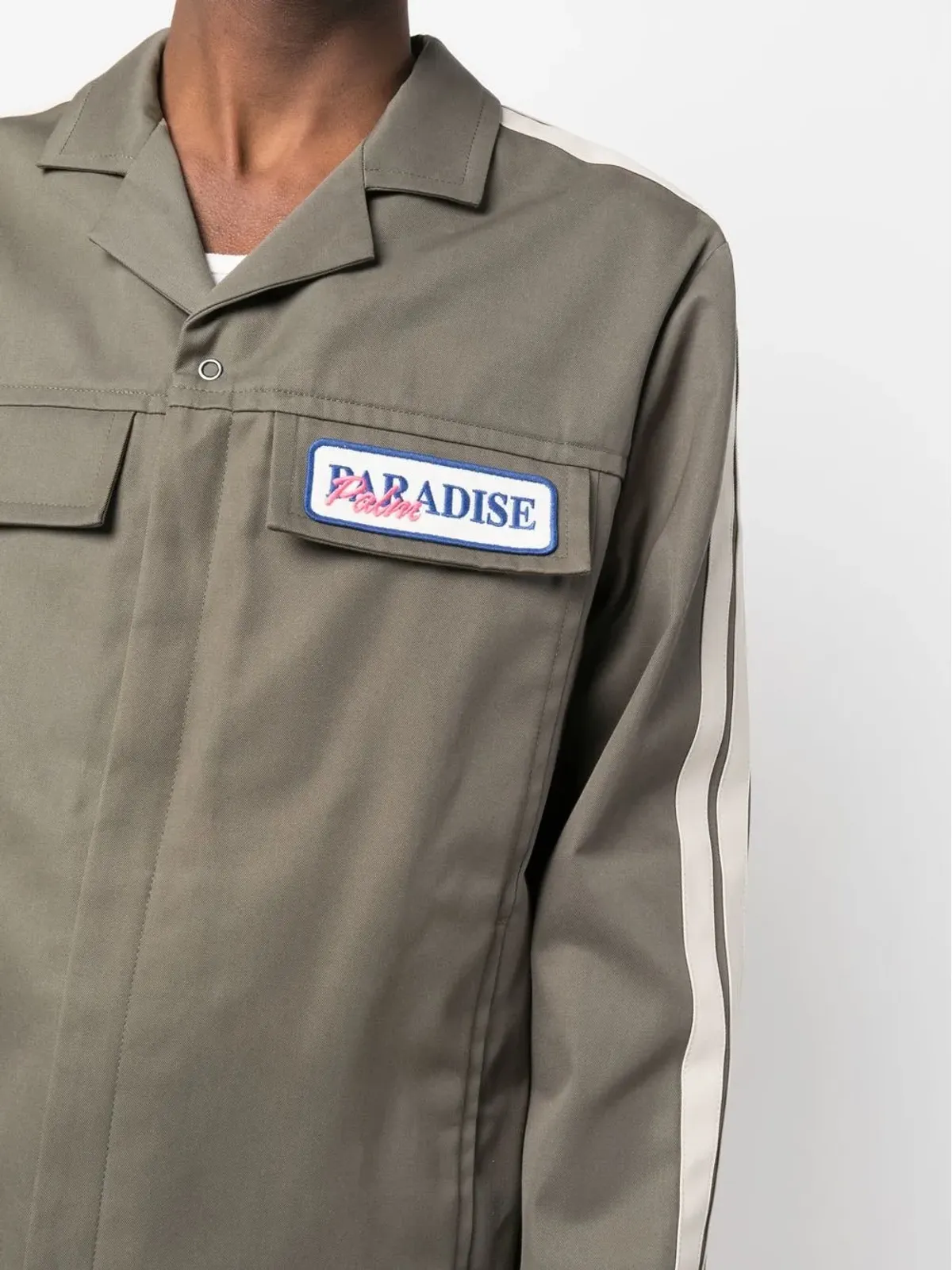 Palm Angels Paradise-embroidered shirt jacket - Green - 画像5