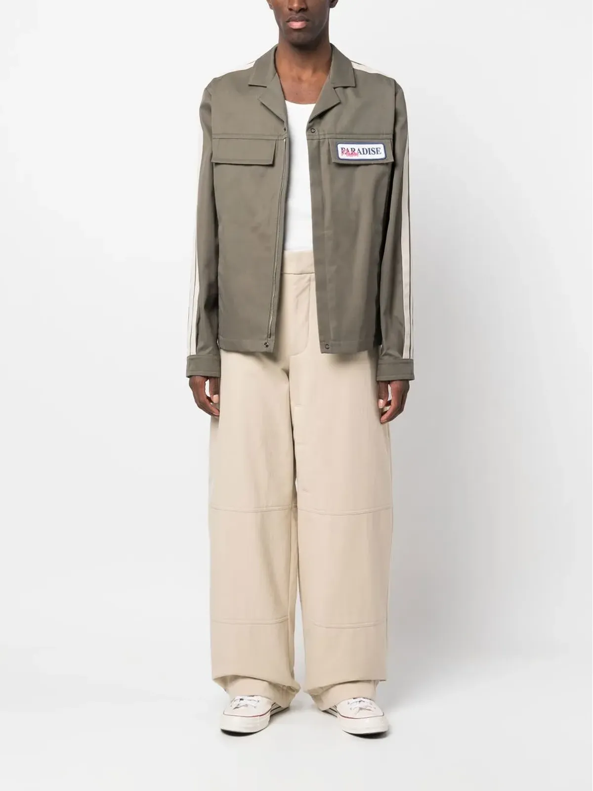 Palm Angels Paradise-embroidered shirt jacket - Green - 画像2
