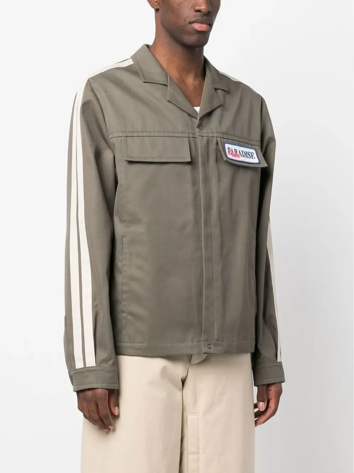 Palm Angels Paradise-embroidered shirt jacket - Green - 画像3