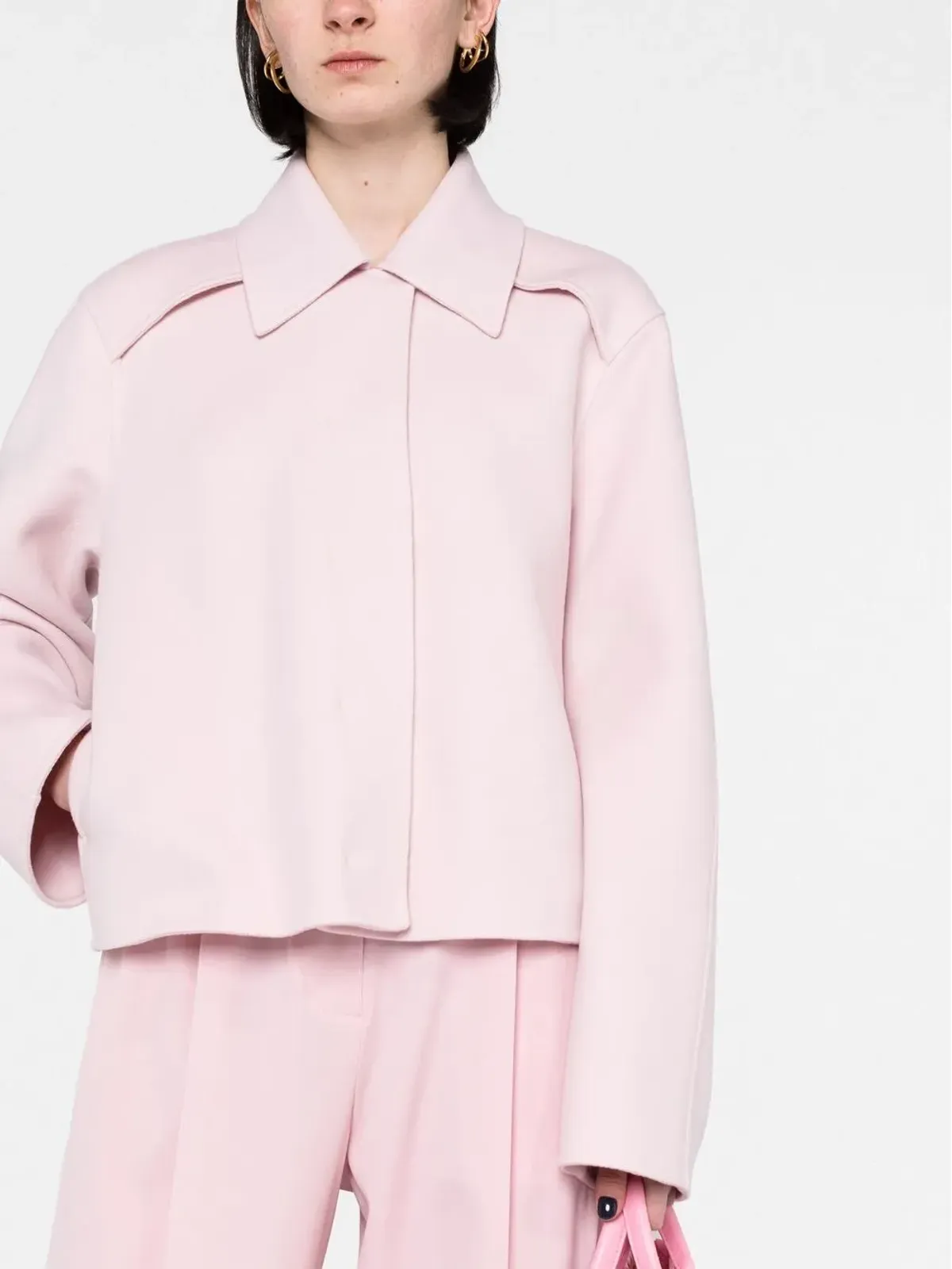 Jil Sander 襟付きウールジャケット ピンク - 画像5