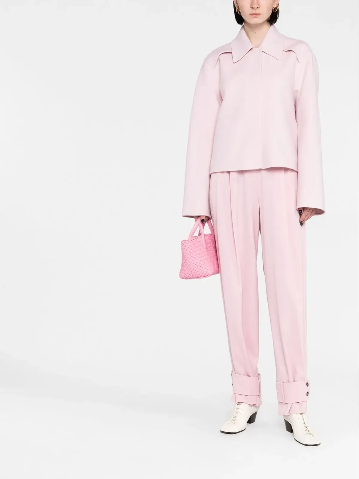 Jil Sander 襟付きウールジャケット ピンク - 画像2