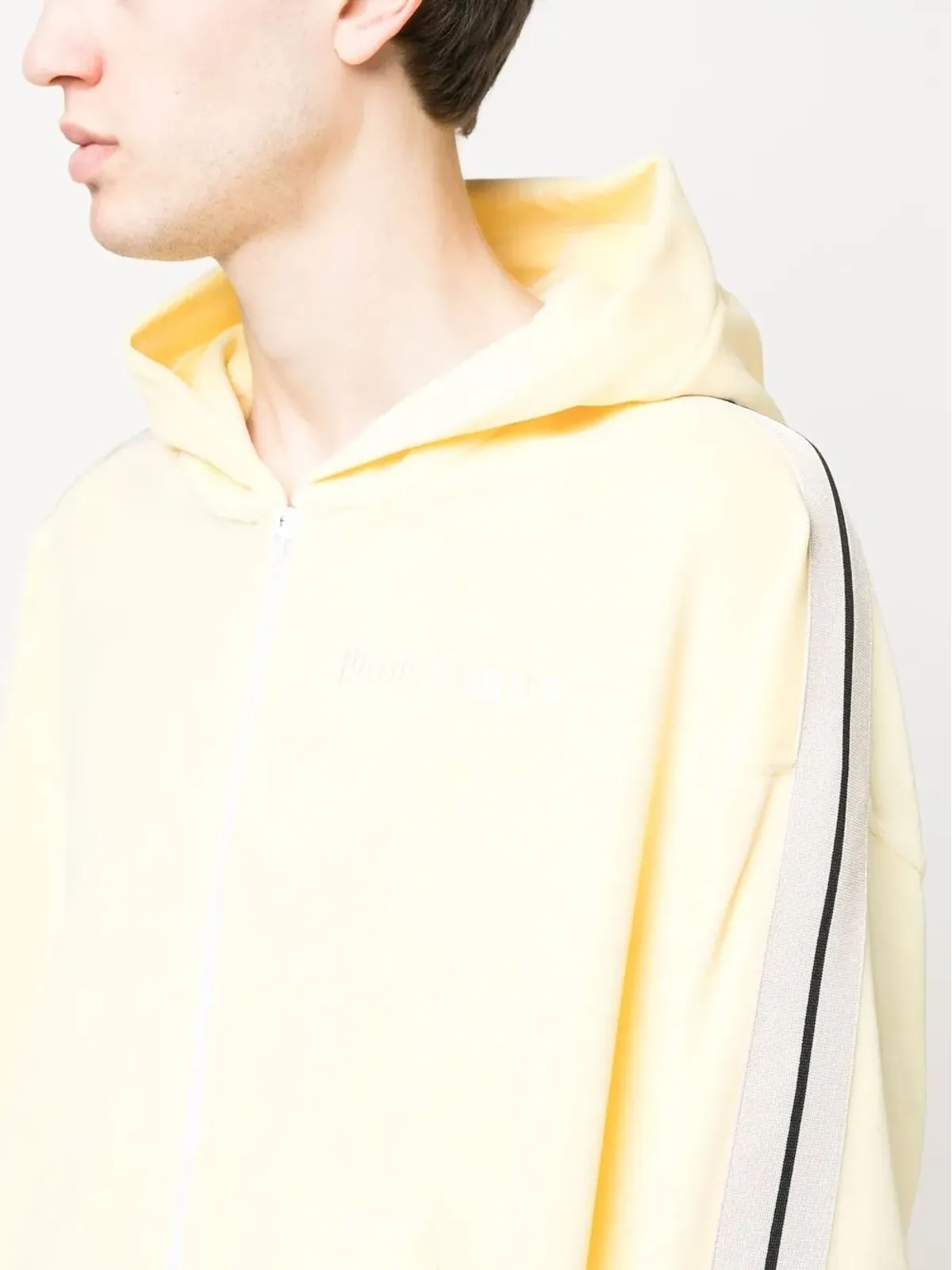Palm Angels ストライプディテール ジップアップフーディ - イエロー - 画像5