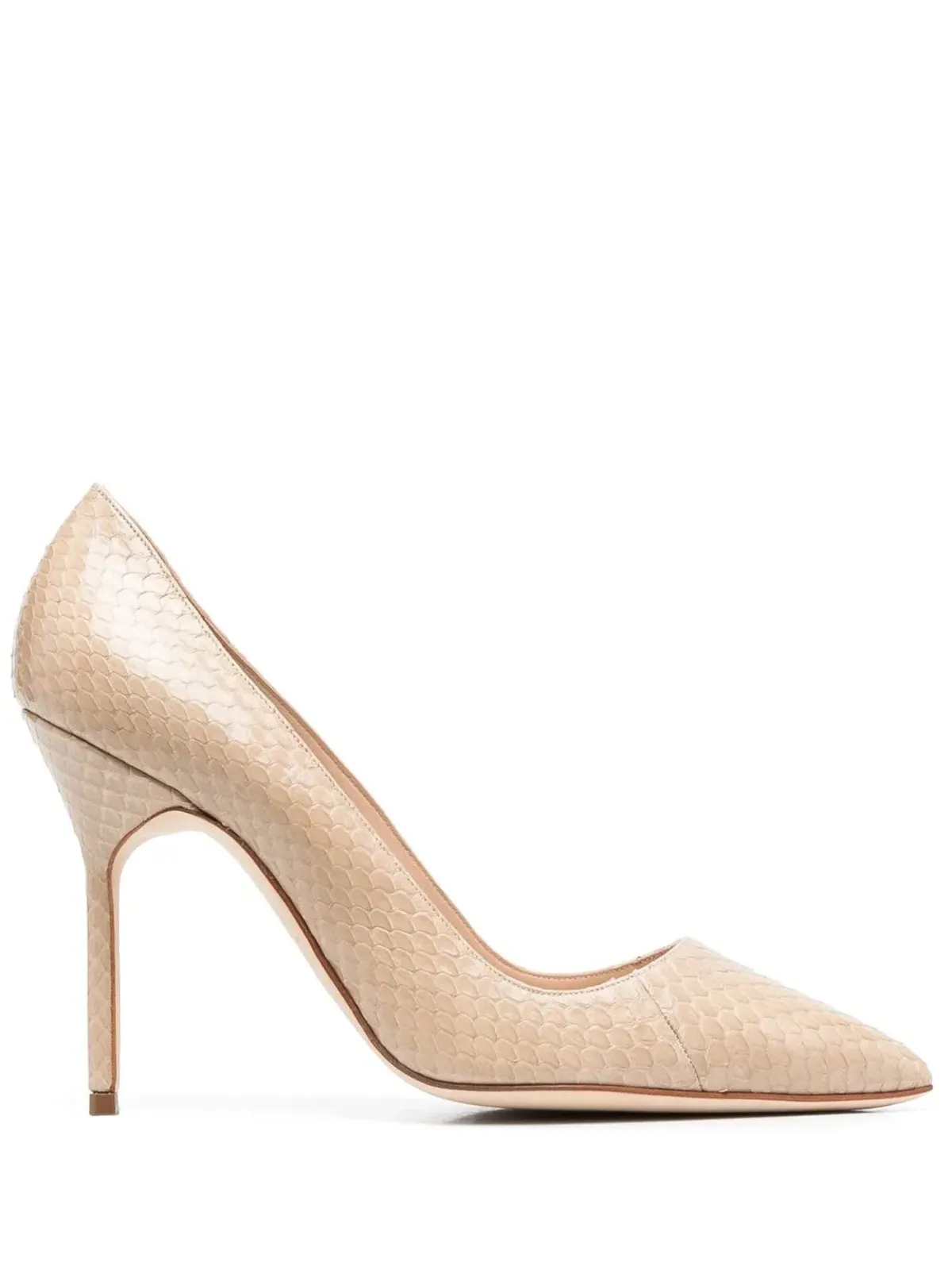 Manolo Blahnik ヘビ柄 スネークスキン風 ポインテッドトゥ パンプス - 画像1