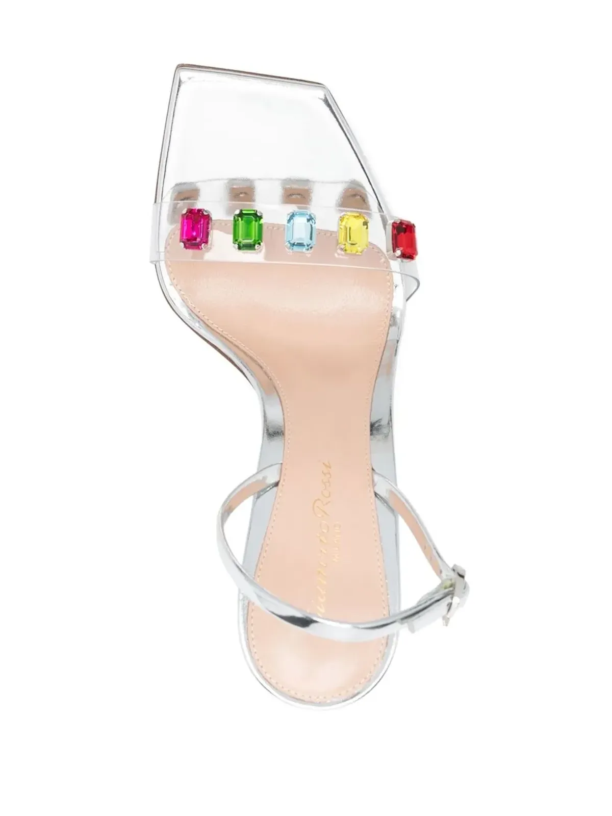 Gianvito Rossi リボンキャンディー クリスタル装飾サンダル - 画像4
