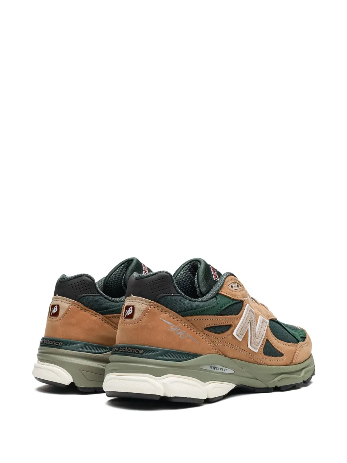 New Balance 990 v3 Made in USA タン/グリーン スニーカー - 画像3