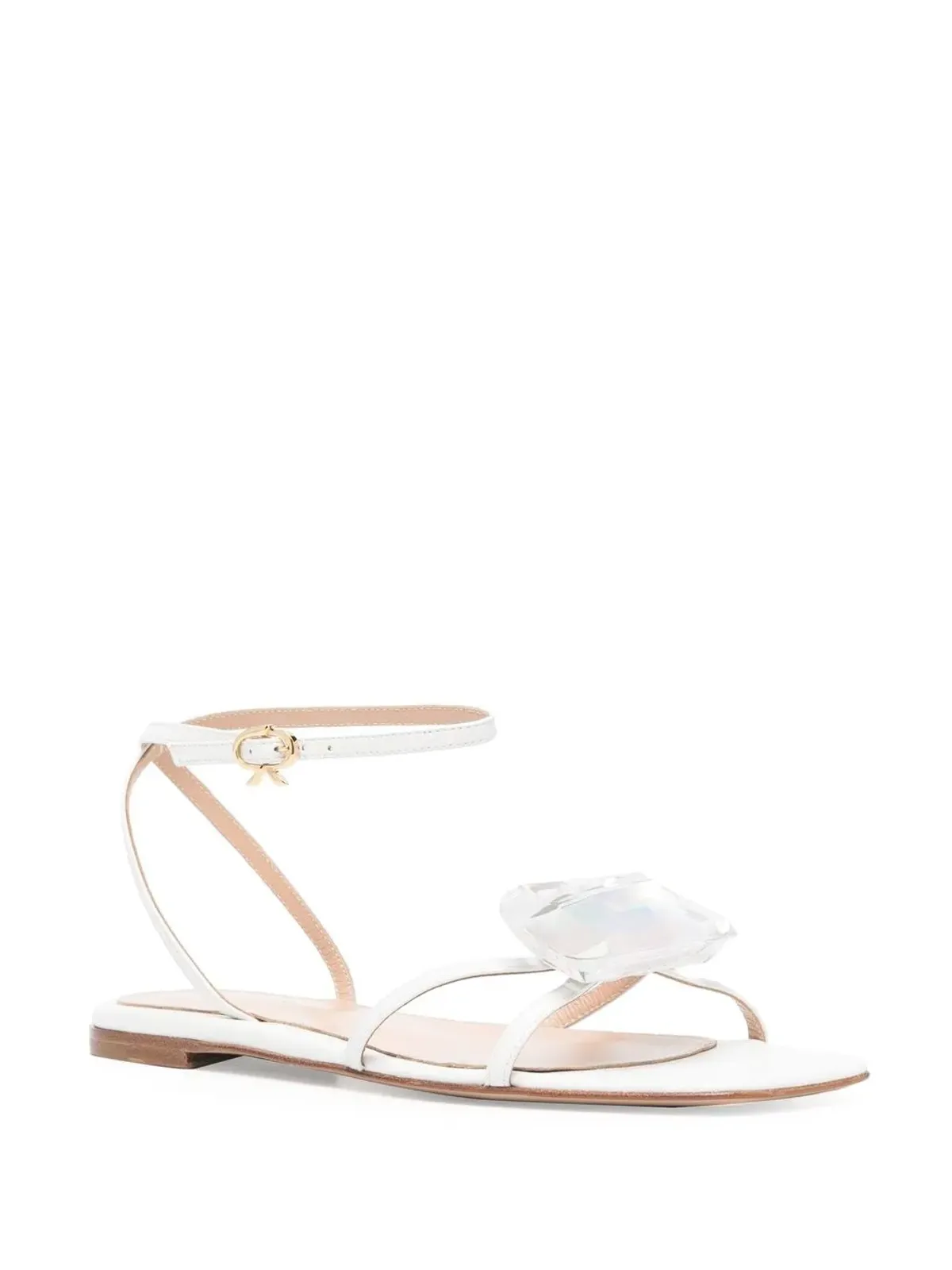 Gianvito Rossi エンベリッシュドレザー フラットサンダル - ホワイト - 画像2