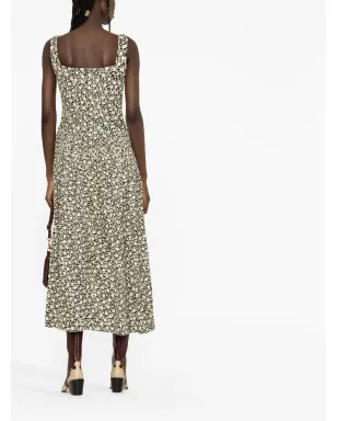 Tory Burch 花柄プリントのフレアドレス（ニュートラルカラー） - サムネイル4