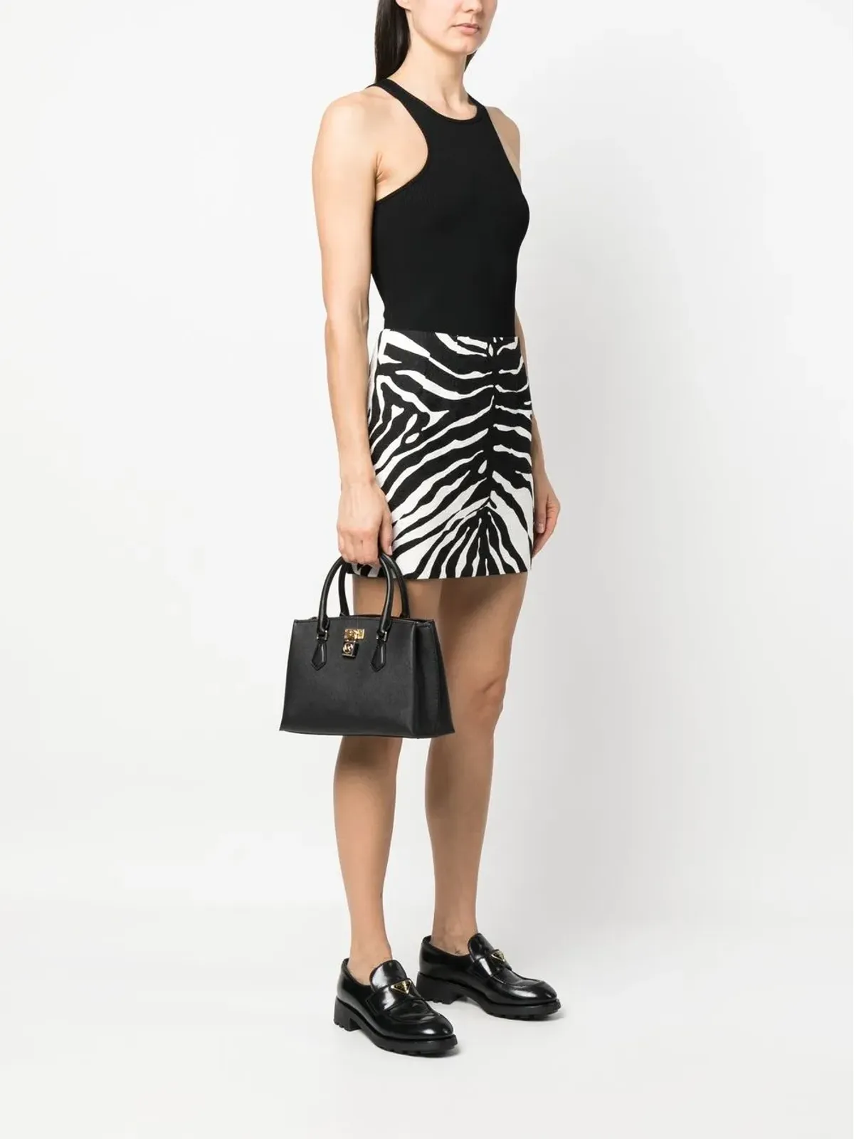 Michael Kors パドロックディテール レザー トートバッグ ブラック - 画像2