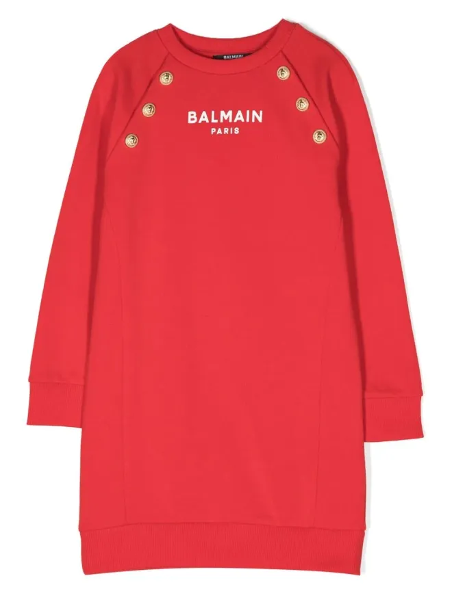 Balmain Kids Balmain Kids 長袖ニットドレス - レッドの商品画像