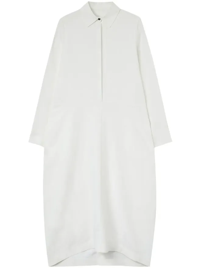 Jil Sander Jil Sander linen long-sleeve shirt dress - Whiteの商品画像
