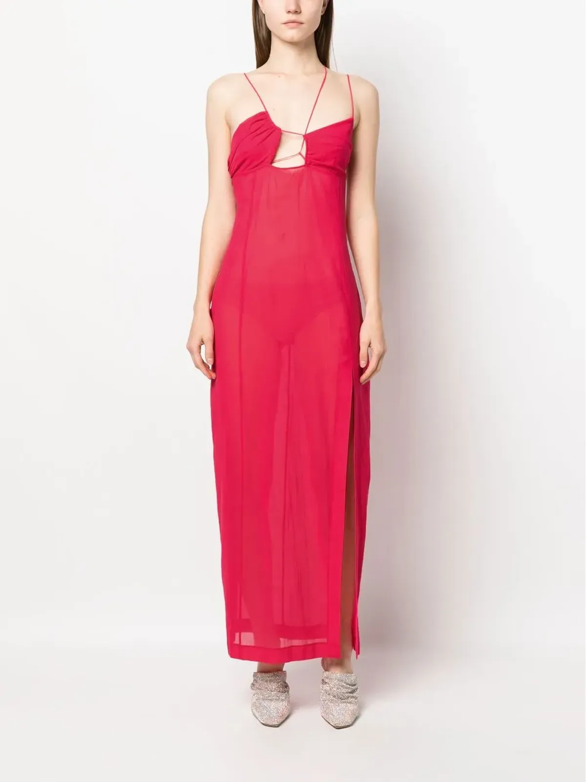 Nensi Dojaka long asymmetric-neck dress - Pink - 画像2