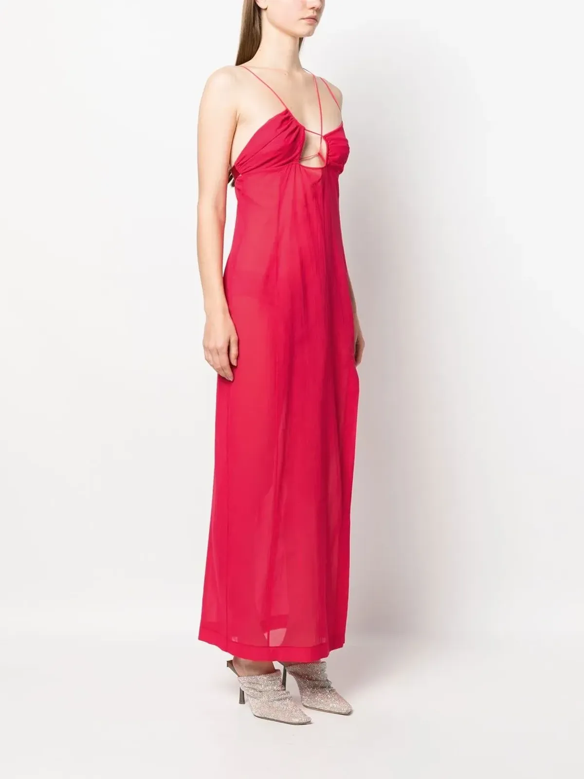 Nensi Dojaka long asymmetric-neck dress - Pink - 画像3