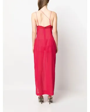 Nensi Dojaka long asymmetric-neck dress - Pink - サムネイル4