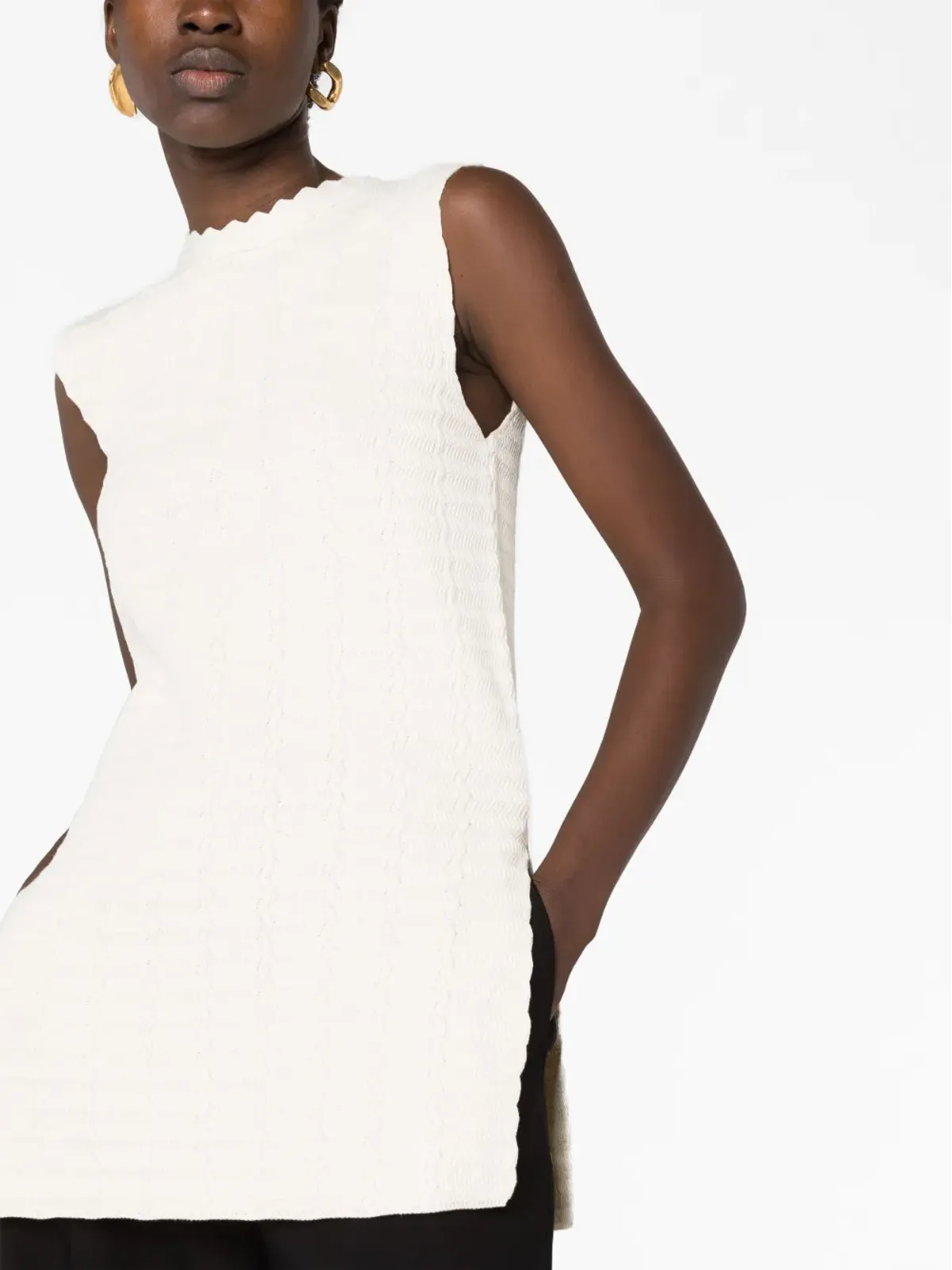Jil Sander ノースリーブ編みニットトップ - 画像5