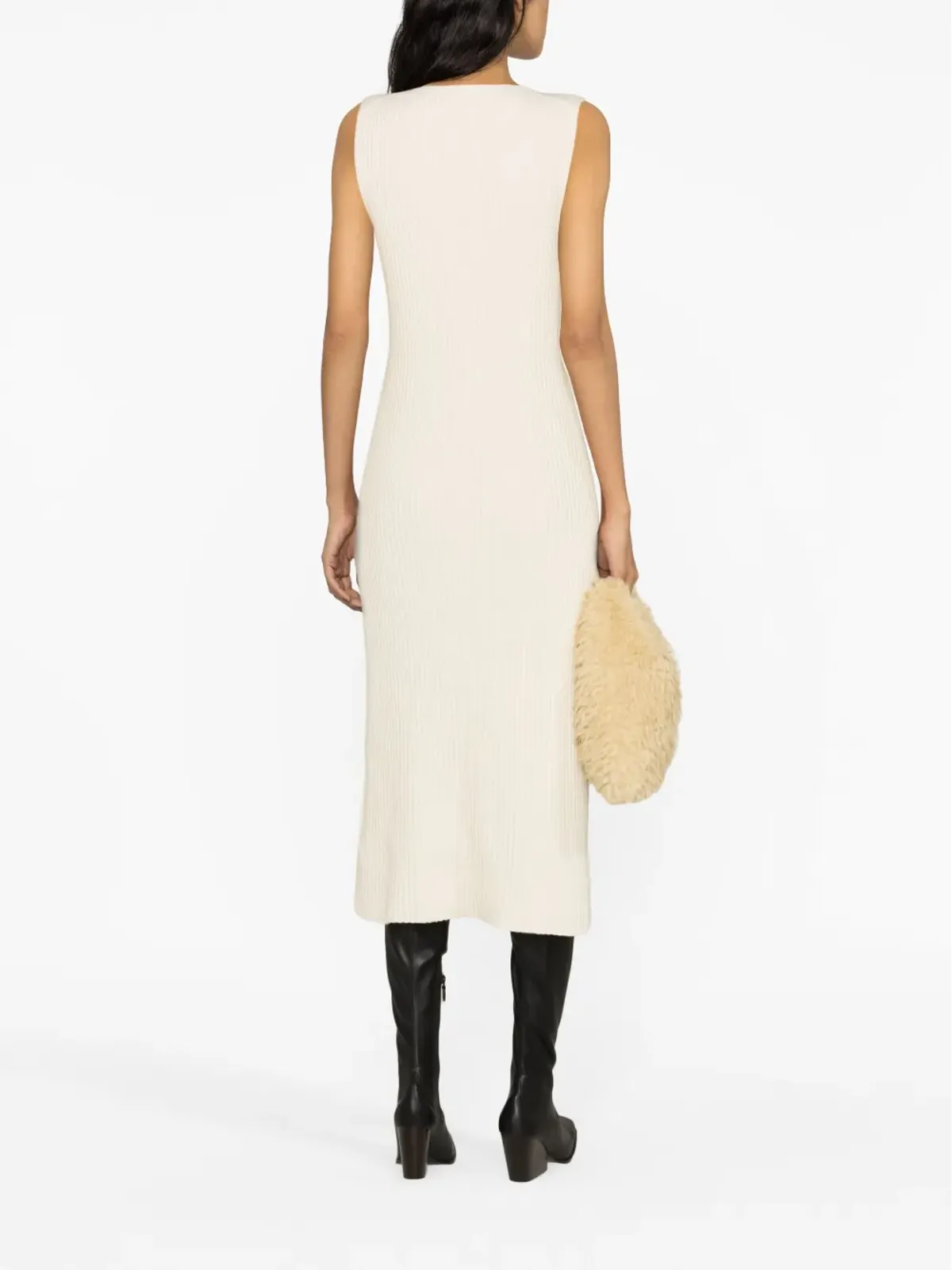 Jil Sander Vネックリブニット ミディドレス - Neutrals - 画像4