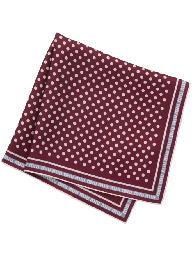 Miu Miu Miu Miu 赤いシルクのドットプリント スカーフの商品画像