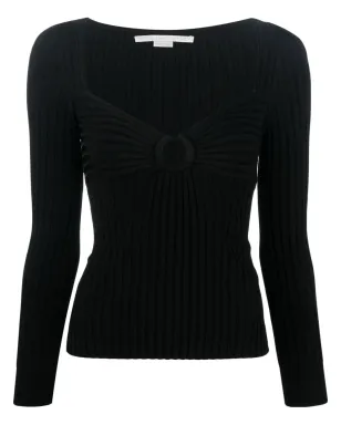 Stella McCartney カットアウトリブ編みトップ（ブラック） - サムネイル1