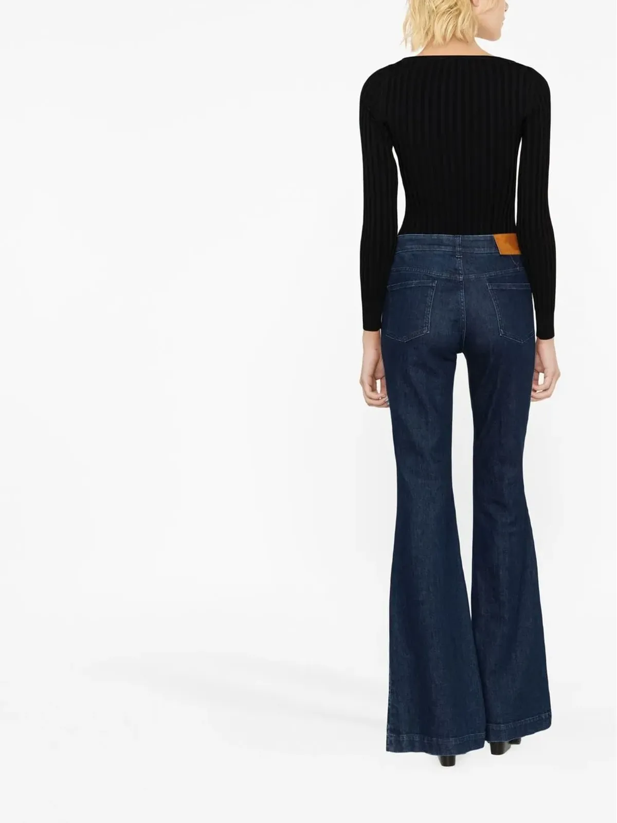 Stella McCartney カットアウトリブ編みトップ（ブラック） - 画像4
